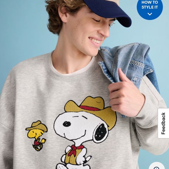 Peanuts® | Aéropostale Western Snoopy Cowboys Crew Sweatshirt. A1 - Picture 2 of 8